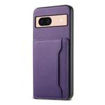 For Google Pixel 8a Calf Texture Card Bag Design Full Coverage Phone Case(Purple)
