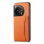 For OnePlus 11 Calf Texture Card Bag Design Full Coverage Phone Case(Orange)