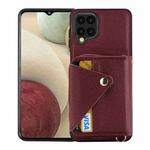 For Samsung Galaxy A22 4G Crossbody Zipper Card Bag RFID Anti-theft Phone Case(Wine Red)