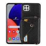 For Samsung Galaxy A22 5G Crossbody Zipper Card Bag RFID Anti-theft Phone Case(Black)