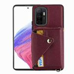 For Samsung Galaxy S23+ 5G Crossbody Zipper Card Bag RFID Anti-theft Phone Case(Wine Red)