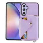 For Samsung Galaxy A35 Crossbody Zipper Card Bag RFID Anti-theft Phone Case(Purple)