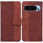 For Google Pixel 9 Geometric Embossed Leather Phone Case(Brown)