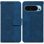 For Google Pixel 9 Geometric Embossed Leather Phone Case(Blue)
