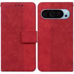For Google Pixel 9 Pro 5G Geometric Embossed Leather Phone Case(Red)