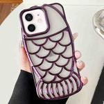 For iPhone 11 Mermaid Shape Embossed Electroplated TPU Phone Case(Dark Purple)