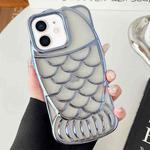 For iPhone 11 Mermaid Shape Embossed Electroplated TPU Phone Case(Blue)