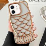 For iPhone 12 Mermaid Shape Embossed Electroplated TPU Phone Case(Gold)