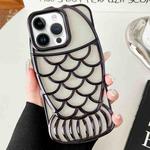 For iPhone 12 Pro Mermaid Shape Embossed Electroplated TPU Phone Case(Black)