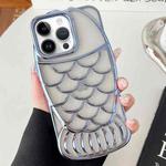 For iPhone 12 Pro Mermaid Shape Embossed Electroplated TPU Phone Case(Blue)