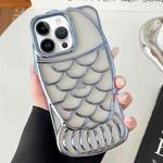For iPhone 13 Pro Max Mermaid Shape Embossed Electroplated TPU Phone Case(Blue)