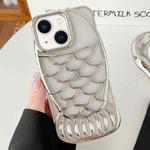 For iPhone 14 Mermaid Shape Embossed Electroplated TPU Phone Case(Silver)