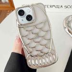 For iPhone 15 Mermaid Shape Embossed Electroplated TPU Phone Case(Silver)