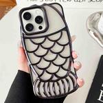 For iPhone 15 Pro Max Mermaid Shape Embossed Electroplated TPU Phone Case(Black)