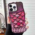 For iPhone 14 Pro Mermaid Shape Painted Paper Embossed Electroplated TPU Phone Case(Dark Purple)