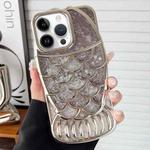 For iPhone 13 Pro Max Mermaid Shape Painted Paper Embossed Electroplated TPU Phone Case(Silver)