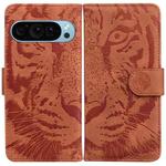 For Google Pixel 9 Tiger Embossing Pattern Flip Leather Phone Case(Brown)