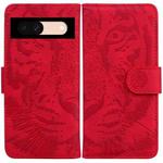 For Google Pixel 8a Tiger Embossing Pattern Flip Leather Phone Case(Red)