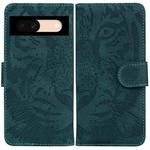 For Google Pixel 8a Tiger Embossing Pattern Flip Leather Phone Case(Green)