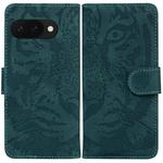 For Google Pixel 9a Tiger Embossing Pattern Flip Leather Phone Case(Green)