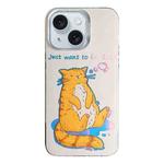 For iPhone 15 Colorful Pattern TPU + PC Phone Case(Cat)
