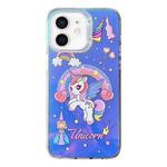 For iPhone 12 Colorful Pattern TPU + PC Phone Case(Rainbow Unicorn)