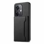 For OPPO K11 Calf Texture Card Bag Design Full Coverage Phone Case(Black)