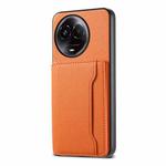 For Realme 11 5G Calf Texture Card Bag Design Full Coverage Phone Case(Orange)