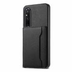 For Sony Xperia 1 V Calf Texture Card Bag Design Full Coverage Phone Case(Black)