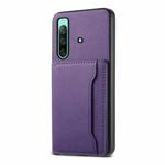For Sony Xperia 10 IV Calf Texture Card Bag Design Full Coverage Phone Case(Purple)