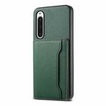 For Sony Xperia 10 V Calf Texture Card Bag Design Full Coverage Phone Case(Green)