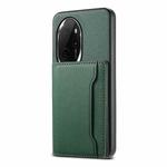 For Honor 100 Pro Calf Texture Card Bag Design Full Coverage Phone Case(Green)