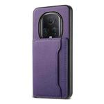 For Honor Magic5 Ultimate Calf Texture Card Bag Design Full Coverage Phone Case(Purple)