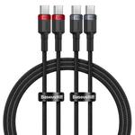 Baseus Cafule Series 2pcs / Set Type-C to Type-C 100W Fast Charging Data Cable, Length:1m(Red Black + Grey Black)