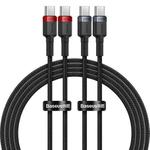 Baseus Cafule Series 2pcs / Set Type-C to Type-C 100W Fast Charging Data Cable, Length:2m(Red Black + Grey Black)