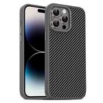 For iPhone 14 Pro Carbon Fiber Textured Oil Spray PC + TPU Phone Case(Grey)