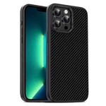 For iPhone 13 Pro Carbon Fiber Textured Oil Spray PC + TPU Phone Case(Black)