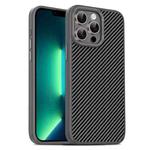 For iPhone 13 Pro Carbon Fiber Textured Oil Spray PC + TPU Phone Case(Grey)