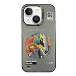 For iPhone 14 Electroplated Lens Illustration Phone Case(Grey)