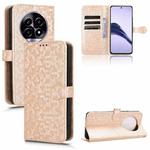 For Realme 13+ Global Honeycomb Dot Texture Leather Phone Case(Gold)