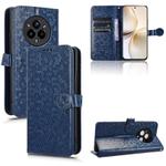 For Realme 14 Pro+ Honeycomb Dot Texture Leather Phone Case(Blue)