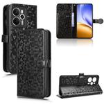 For Realme 14 5G Honeycomb Dot Texture Leather Phone Case(Black)