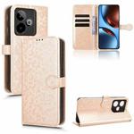 For Realme GT 7 5G Global Honeycomb Dot Texture Leather Phone Case(Gold)