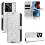 For Realme GT 7 5G Global Honeycomb Dot Texture Leather Phone Case(Silver)