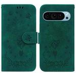 For Google Pixel 9 Butterfly Rose Embossed Leather Phone Case(Green)