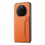 For Huawei Mate 50 Calf Texture Card Bag Design Full Coverage Phone Case(Orange)