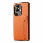 For Huawei nova 11 Calf Texture Card Bag Design Full Coverage Phone Case(Orange)