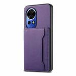 For Huawei nova 12 Calf Texture Card Bag Design Full Coverage Phone Case(Purple)