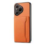 For Huawei Pura 80 Ultra 5G Calf Texture Card Bag Design Full Coverage Phone Case(Orange)