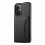 For Xiaomi Redmi Note 12 4G Global Calf Texture Card Bag Design Full Coverage Phone Case(Black)